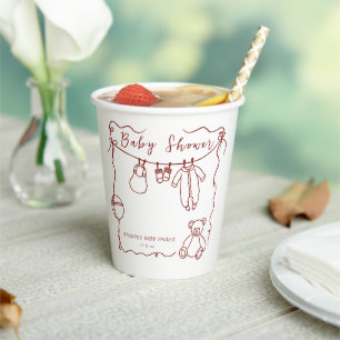 Hand drawn baby clothes baby shower  paper cups