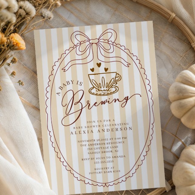 Hand Drawn Baby Is Brewing Baby Shower Invitation (Creator Uploaded)