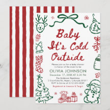 Hand Drawn Baby It's Cold Outside Baby Shower