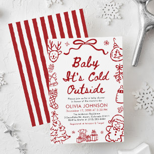 Hand Drawn Baby It's Cold Outside Baby Shower Invitation
