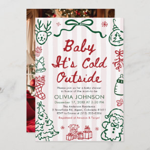 Hand Drawn Baby It's Cold Outside Baby Shower Invitation