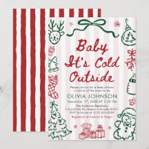 Hand Drawn Baby It's Cold Outside Baby Shower