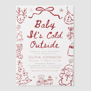 Hand Drawn Baby It's Cold Outside Baby Shower Vellum Invitations