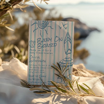 Hand Drawn Baby On Board Surf Summer Baby Shower