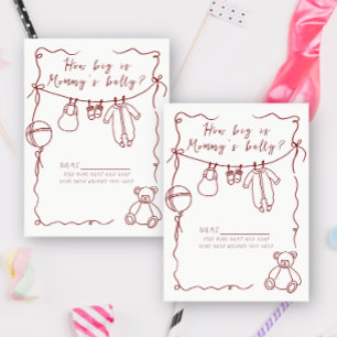 Hand Drawn baby shower - How big is mummy's belly Enclosure Card