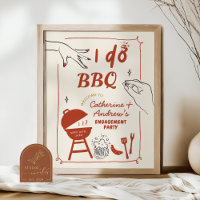 Hand Drawn Backyard I do BBQ engagement party 