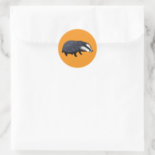 Hand Drawn Badger Illustration Design Classic Round Sticker
