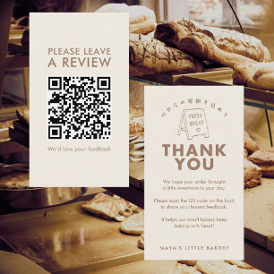 Hand Drawn Bakery Sign Leave a Review QR Code Business Card
