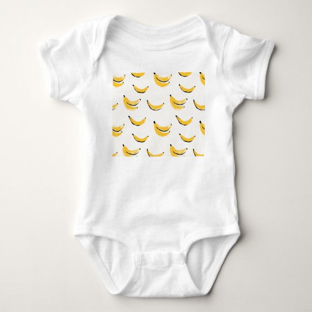 Hand-drawn bananas, stylish seamless pattern. baby bodysuit (Front)