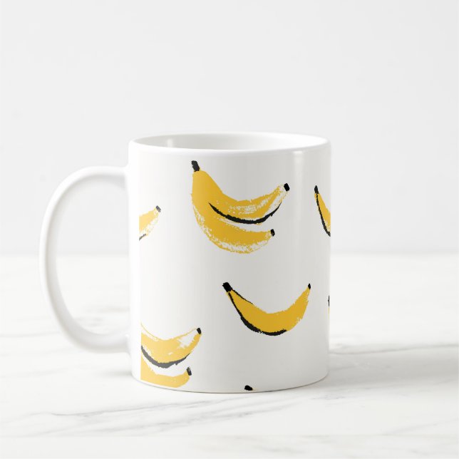 Hand-drawn bananas, stylish seamless pattern. coffee mug (Left)