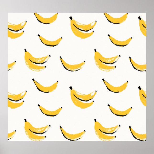 Hand-drawn bananas, stylish seamless pattern. poster (Front)