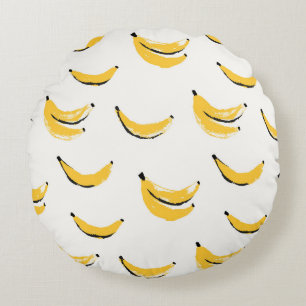 Hand-drawn bananas, stylish seamless pattern. round cushion