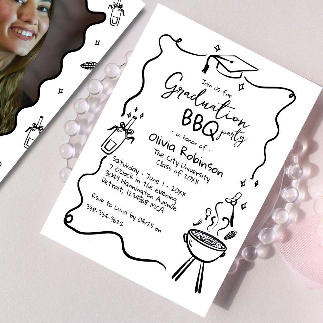 Hand drawn Barbeque Graduation Photo Invitation (Creator Uploaded)