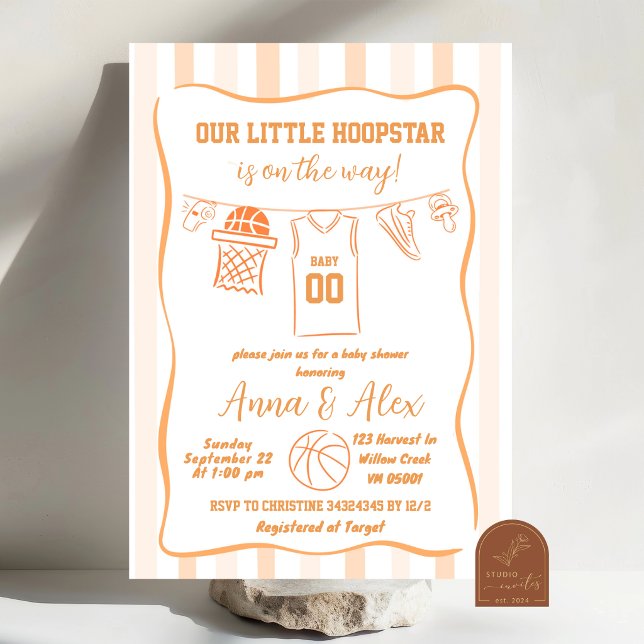 Hand Drawn Basketball Baby Shower Invitation (Creator Uploaded)