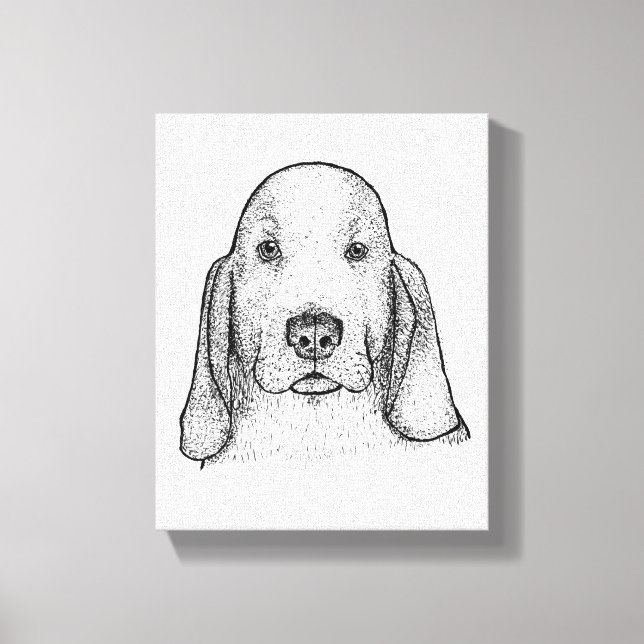 Hand-Drawn Basset Hound Portrait Canvas Art (Front)