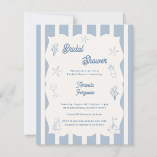 Hand drawn beach blue Bridal Shower invitation