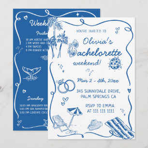 Hand Drawn Beach Coastal Bachelorette Invitation