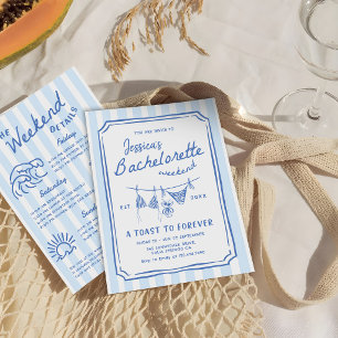 Hand Drawn Beach Coastal Bachelorette Weekend Invitation