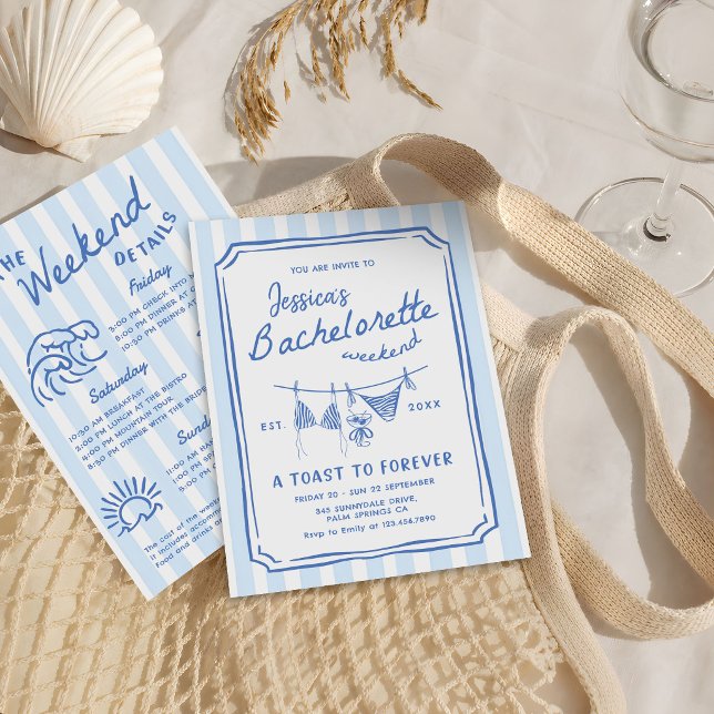 Hand Drawn Beach Coastal Bachelorette Weekend Invitation (Creator Uploaded)