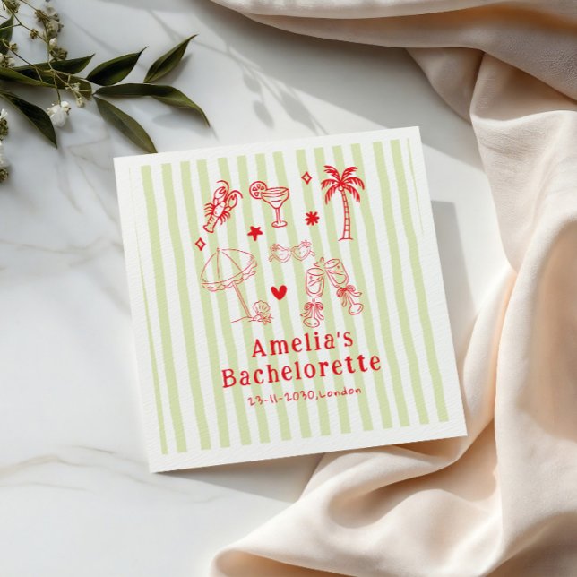 Hand Drawn Beach Cocktails Wedding Napkins (Creator Uploaded)