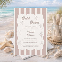 Hand drawn beach ivory taupe Bridal Shower