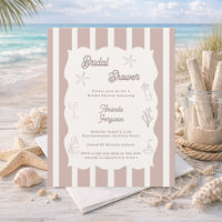 Hand drawn beach taupe Bridal Shower invitation