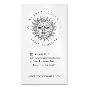 Hand Drawn Beautiful Celestial Sun Face Star Magnetic Business Card
