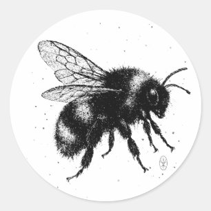 Hand‑Drawn Bee Illustration – Detailed Ink Art T‑S Classic Round Sticker