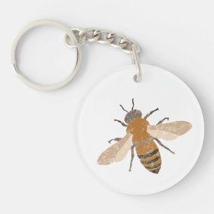 Hand Drawn Bee Keychain