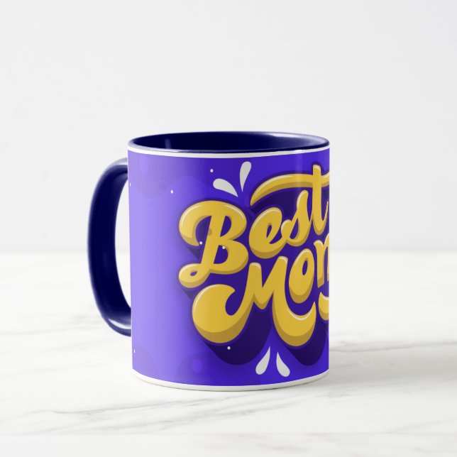 Hand Drawn Best Mum Ever Purple Coffee Mug (Front Left)