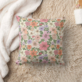 Hand-Drawn Bible Flowers Pattern Cushion