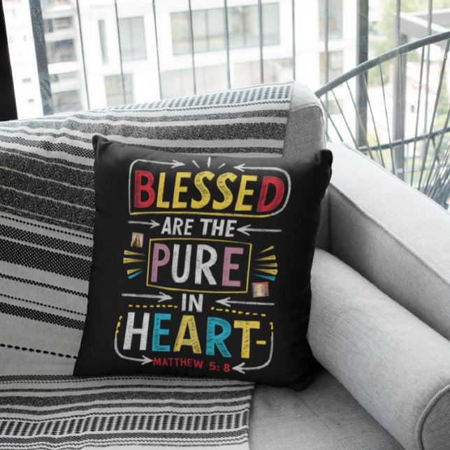 Hand-Drawn Bible Verse: Blessed Pure Heart Cushion (Creator Uploaded)