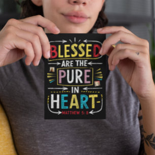 Hand-Drawn Bible Verse: Blessed Pure Heart Postcard