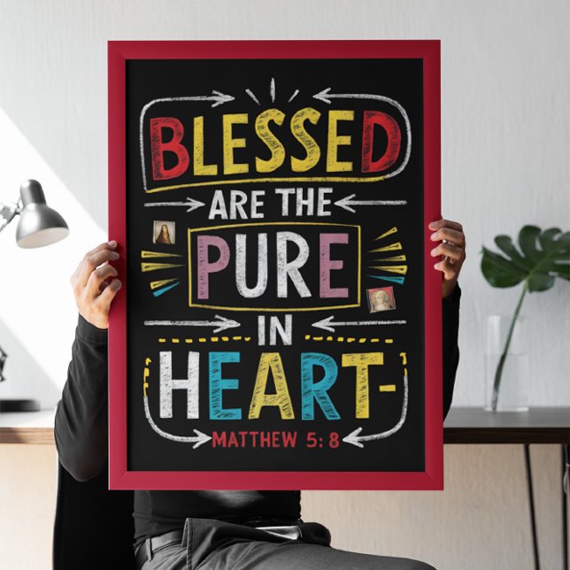 Hand-Drawn Bible Verse: Blessed Pure Heart Poster (Creator Uploaded)
