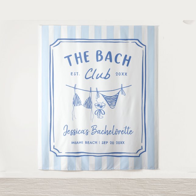Hand Drawn Bikinis Coastal Bachelorette Weekend Tapestry (Front)