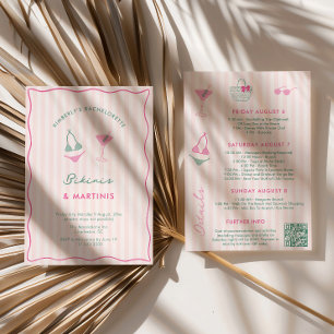 Hand-Drawn Bikinis & Martinis Bachelorette Weekend Invitation