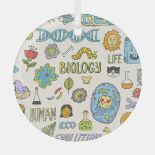 Hand-drawn biology, vintage illustration glass tree decoration