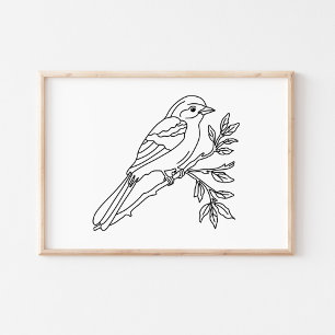 Hand-Drawn Bird Illustration Art Poster