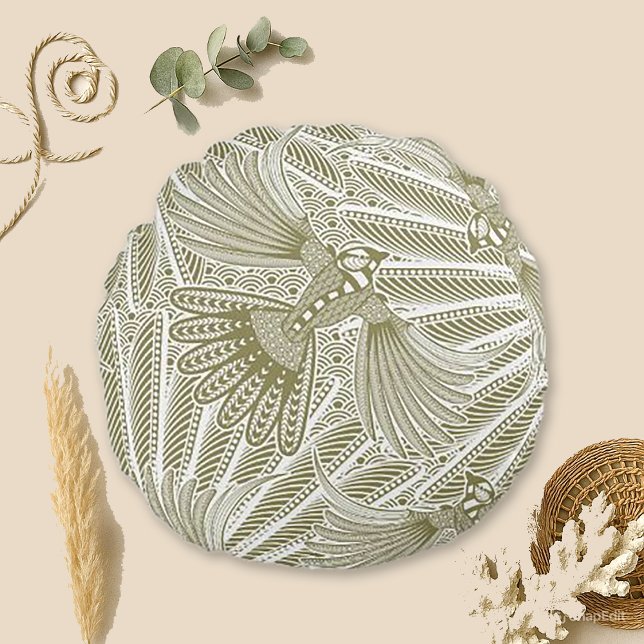 Hand Drawn Bird Silhouette Round Cushion (Creator Uploaded)