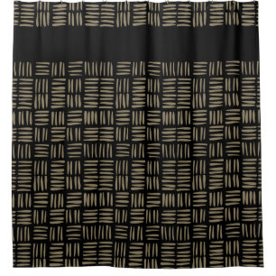 Hand Drawn Black and Tan Tribal Inspired Shower Curtain