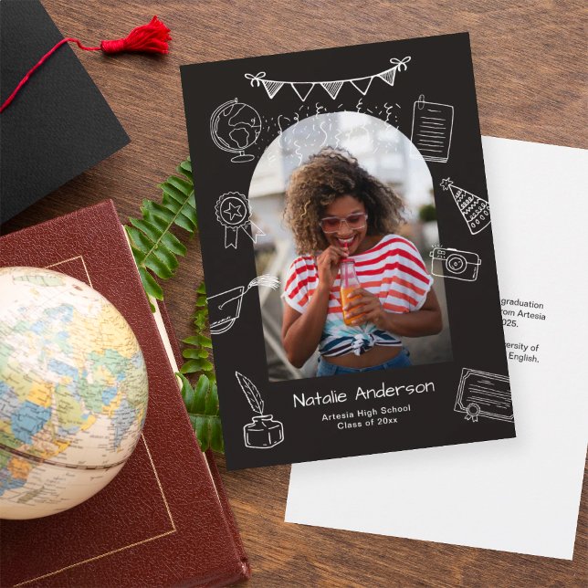 Hand Drawn Black Arch Photo Graduate Announcement (Creator Uploaded)