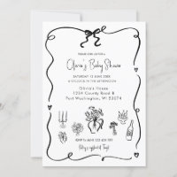 Hand Drawn Black Bow Baby Shower