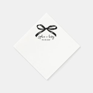 Hand Drawn black Bow Simple Cocktail Wedding  Napk Napkin