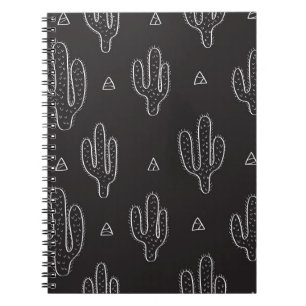Hand Drawn Black Cactus Pattern Notebook