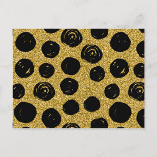 Hand Drawn Black Circle on Golden Background Postcard