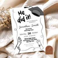 Hand Drawn Black He Did It Graduation