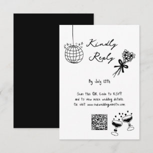 Hand Drawn Black Illustrations Doodles Wedding Enclosure Card