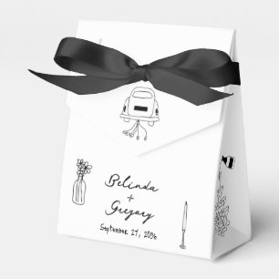 Hand Drawn Black Illustrations Doodles Wedding Favour Box