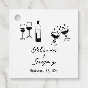 Hand Drawn Black Illustrations Doodles Wedding Favour Tags