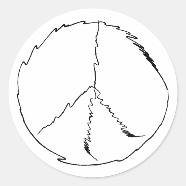 Hand drawn black isolated creative peace sign classic round sticker (Front)